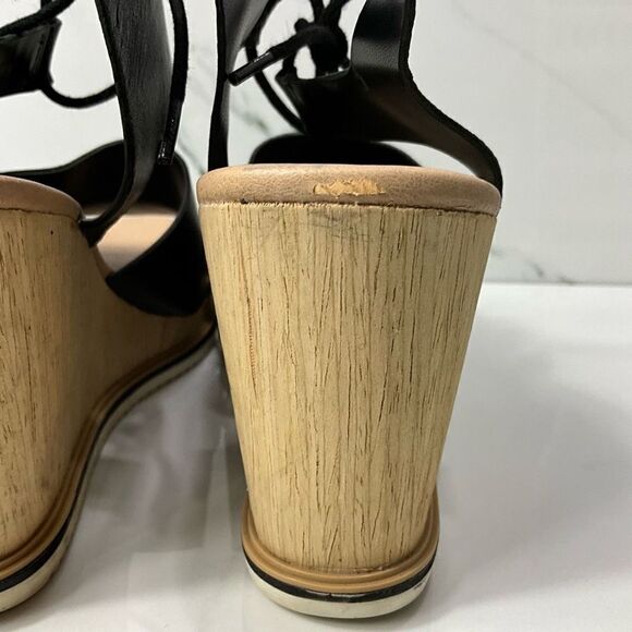 DR. SCHOLL’S Summertime Black Leather Wedge Heel Sandals - Picture 9 of 9